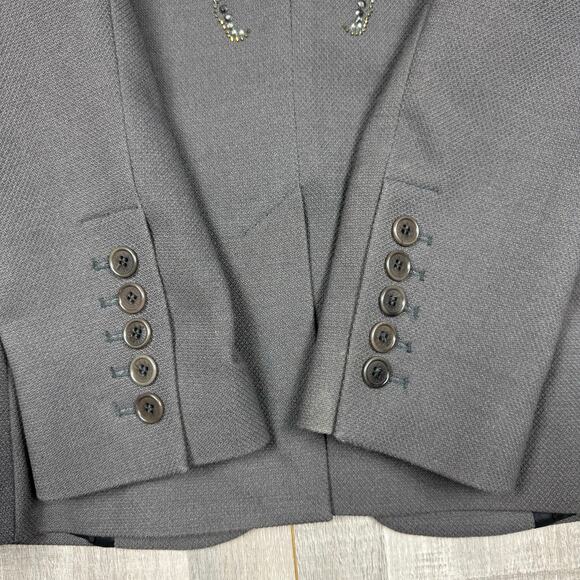 Zadig & Voltaire Veda Bis Deluxe Blazer Medium Gray Bug Rhinestone Jacket Preppy - Picture 10 of 15